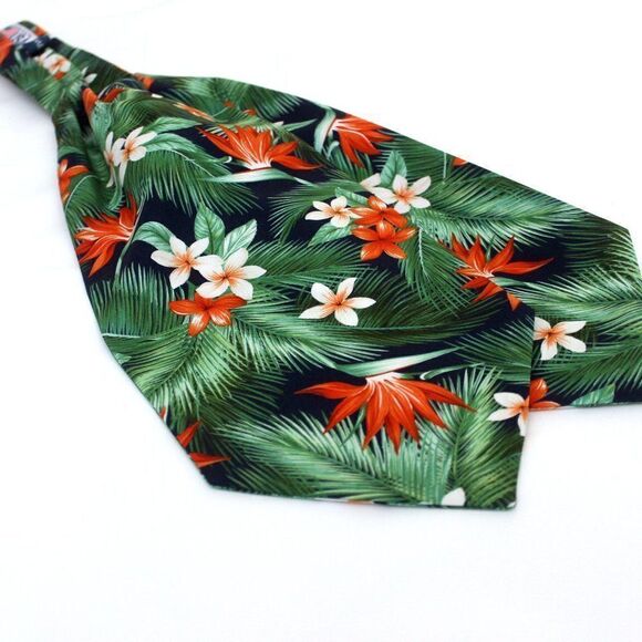 Men's Tropical Floral Cotton Ascot - Picture 2 of 5